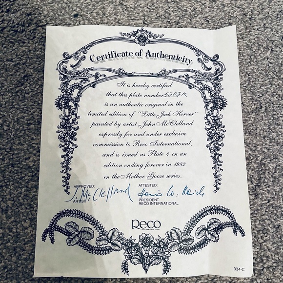 Little Jack Horner Reco collectible plate - Picture 3 of 3